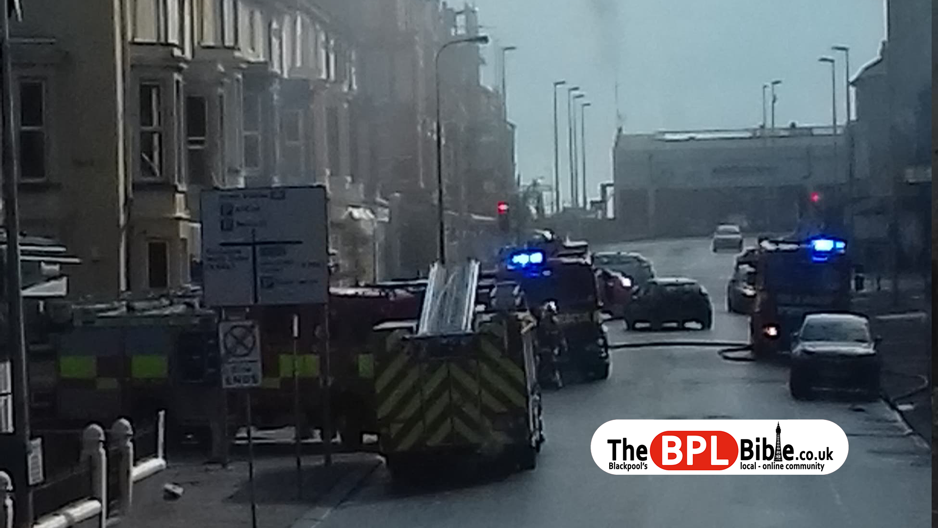 Fire engines attending a blaze on Springfield Road in Blackpool