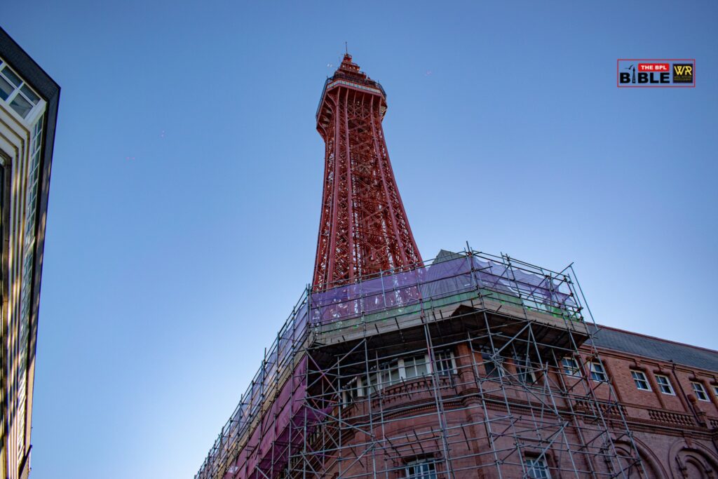 Scaffolding on the tower