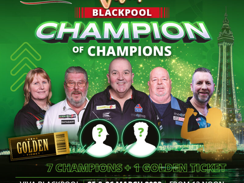 WORLD SENIORS DARTS TOUR LAUNCH CHAMPION OF CHAMPIONS EVENT IN BLACKPOOL LIVE ON CHANNEL 5